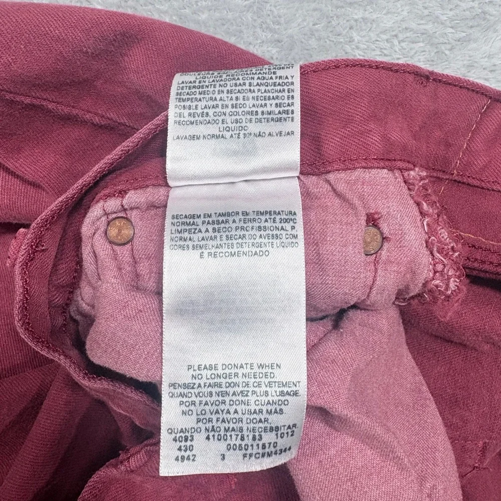 Levi's 501 Original Fit Mens 38x30 Pink Maroon Button Fly Straight Leg Jeans